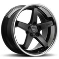 GT Form Legacy Gloss Black Chrome Lip wheel — 5-spoke deep dish with chrome edge