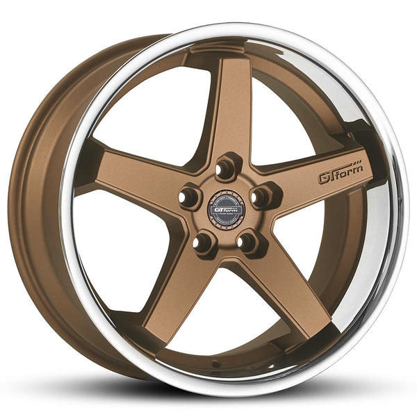GT Form Legacy Matte Bronze Chrome Lip wheel — 5-spoke deep dish bronze face chrome edge