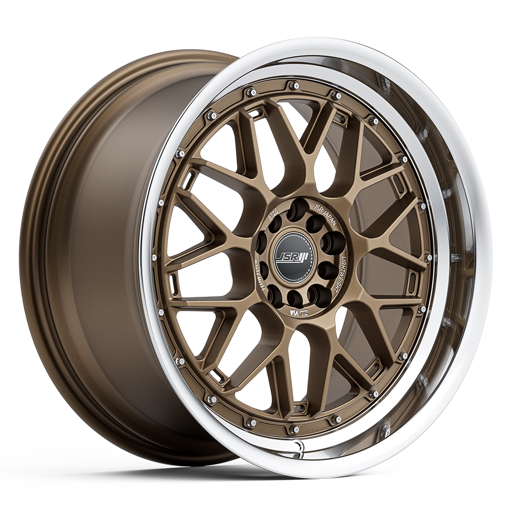 JSR ST15 Matte Bronze Machined Lip wheel — motorsport-inspired mesh JDM
