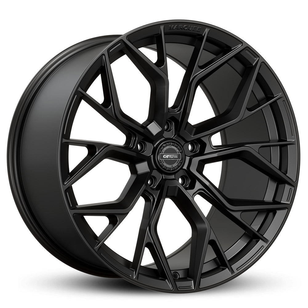GT Form Marquee Satin Black wheel — multi-spoke hybrid forged stealth