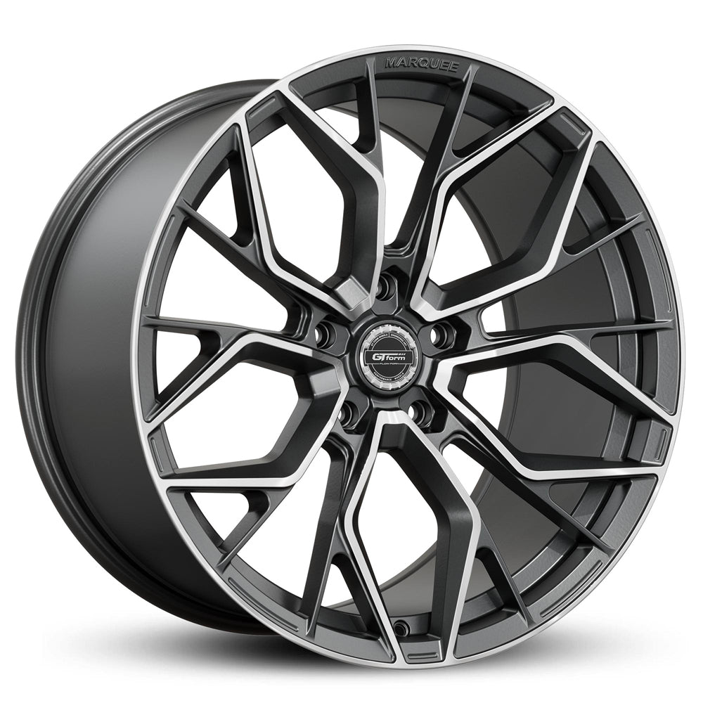 GT Form Marquee Satin Gunmetal Machined Face wheel — multi-spoke hybrid forged