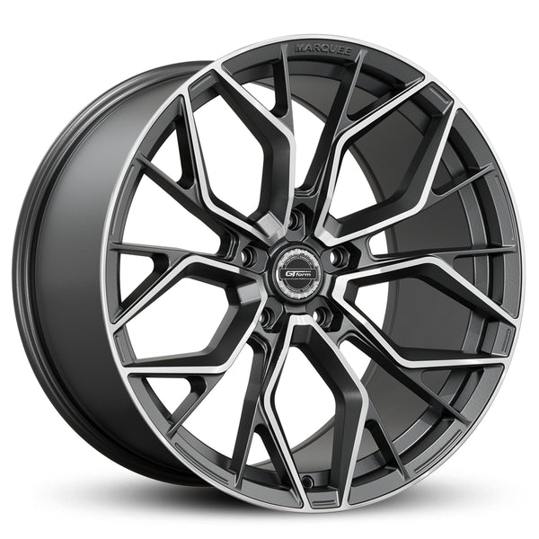 GT Form Marquee Satin Gunmetal Machined Face wheel — multi-spoke hybrid forged